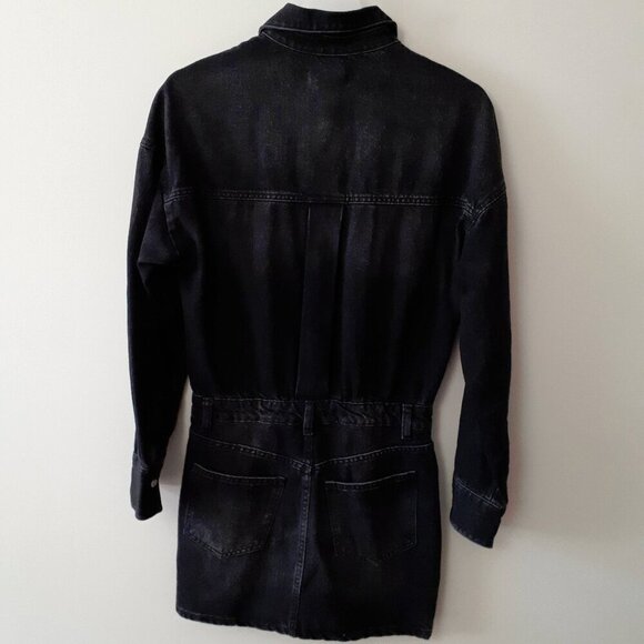 NWOT Zara black denim mini shirt dress, XS - Picture 9 of 9
